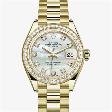 oyster perpetual lady datejust rolex gold band|rolex lady datejust 28 diamonds.